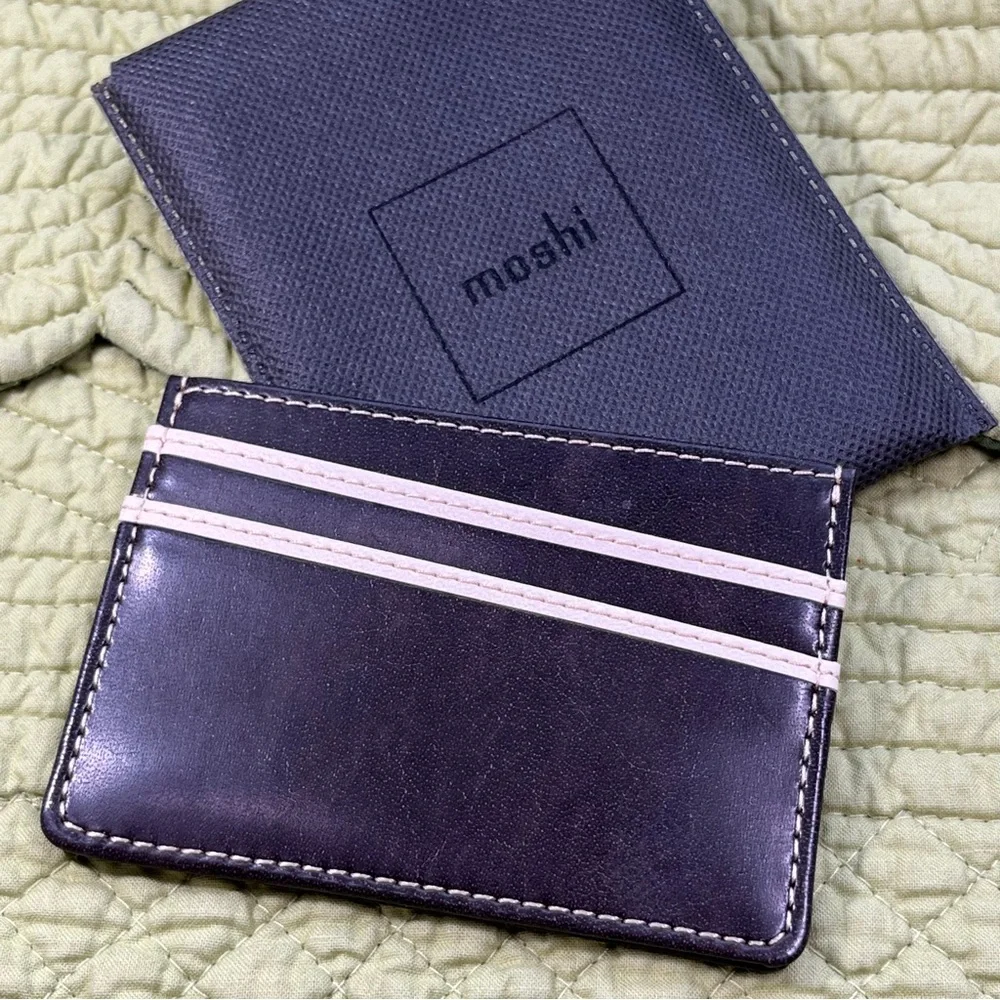 Moshi Lightweight Vegan Leather Slim Wallet, Deep Oak Brown, Like New